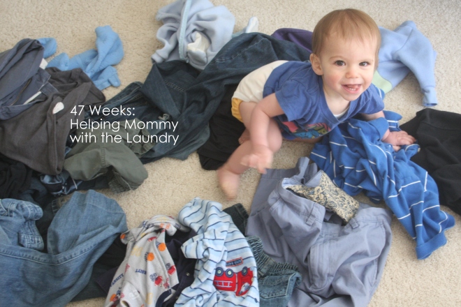 47 weeks helping mommy with the laundry
